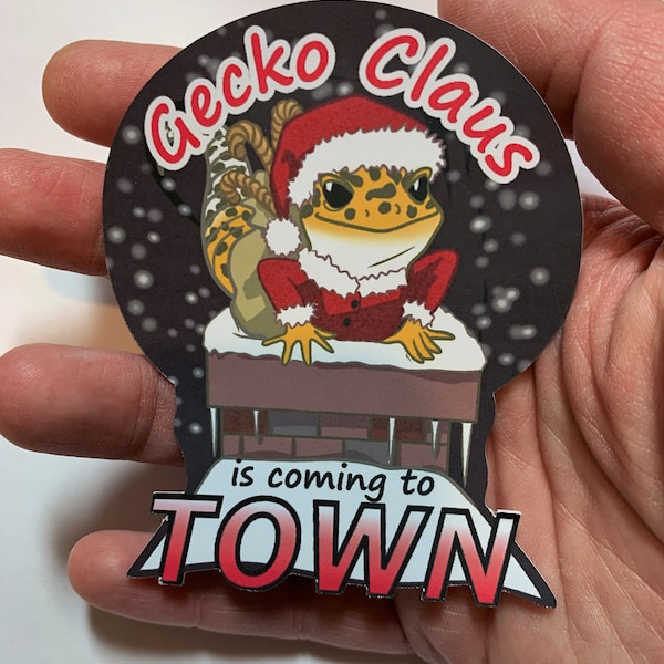 Leopard Gecko Christmas Sticker - “Gecko Claus is Coming to Town”