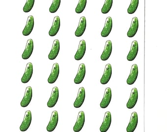 Cute Dill Pickle Planner Stickers - Set of 30 Mini Paper Stickers