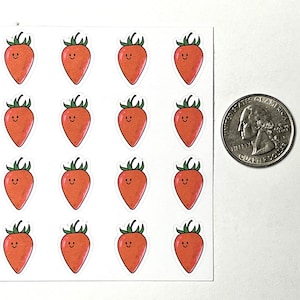 Śliczne naklejki do planera truskawkowe - zestaw 16 mini naklejek papierowych