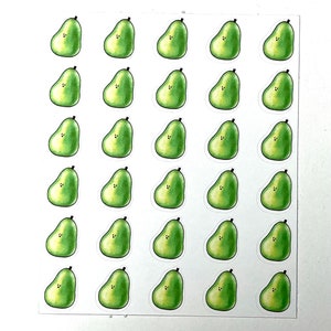 Simpatici adesivi per agenda a forma di pera - Set di 30 mini adesivi di carta
