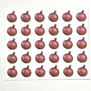 Stickers autocollants mignons oignons rouges - Lot de 30 mini autocollants en papier