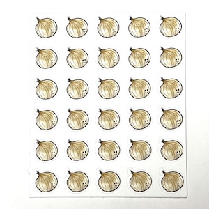 Planificateur d'autocollants mignons en forme d'oignon - Lot de 30 mini autocollants en papier