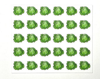 Cute Cabbage Planner Stickers - Set of 30 Mini Paper Stickers