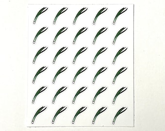 Adesivos fofos de planejador de cebola verde - conjunto de 30 mini adesivos de papel