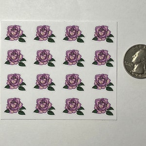 Cute Rose Planner Stickers - Set of 16 Mini Paper Stickers