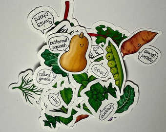 Niedliche Food Sticker - 10er Set identische Vinyl Sticker + 1 großer Aufkleber