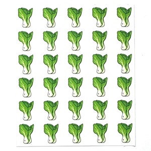 Cute Bok Choy Planner Stickers - Set of 30 Mini Paper Stickers