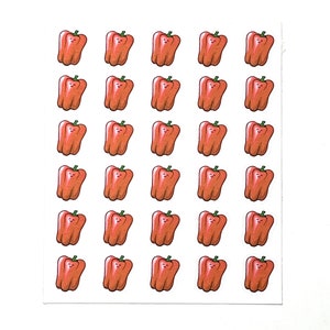 Niedliche rote Paprika Planer Aufkleber - Set mit 30 Mini Papier Aufkleber