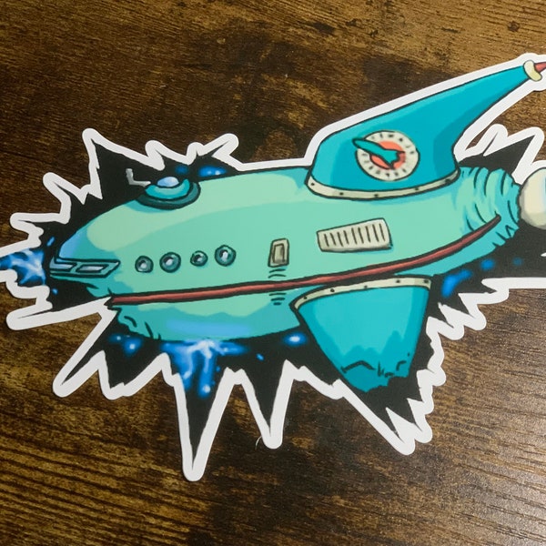 Planet Express Crashing Ship Decal Sticker, Futurama New