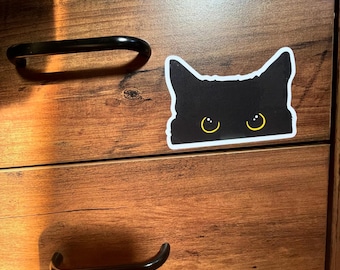 Peeking Black Kitty vinyl sticker custom