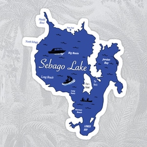 Sebago lake map sticker