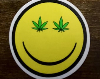 Smiley 420 Pot Leaf Face Vinyl Sticker