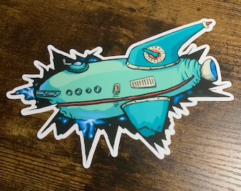 Planet Express Crashing Ship Decal Sticker, Futurama New