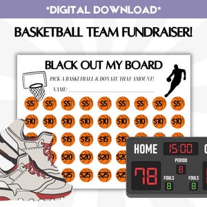 Basketball Team Black Out My Board Fundraiser Sponsor My Season Basket Ball Clear the Board Instant Download