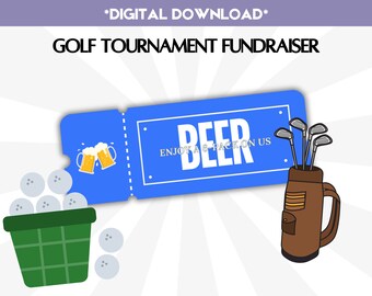 Beer Golf Ticket, Beverage Coupon 6 Pack, Golf Tournament Fundraiser Coupon, Golf Event Fundraising, Free Drink Ticket