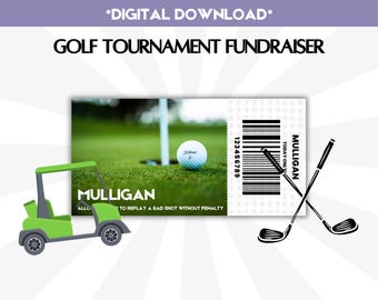 Mulligan Ticket, Mulligan Golf Ticket, Mulligan Template, Golf Tournament Fundraiser Coupon, Golf Event Fundraising