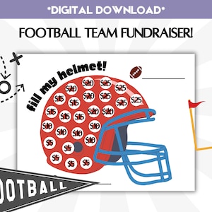 Football Team Fundraiser, Fill My Helmet Template, School Sports Clear the Board Fundraising Instant Download