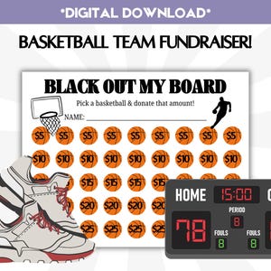 Basketball Team Black Out My Board Fundraiser Sponsor My Season Basket Ball Clear the Board Instant Download