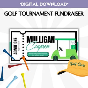 Mulligan Golf Ticket, Mulligan Template, Fundraiser für Golfturniere, Fundraisen für Golfevents, Mulligans Ticket
