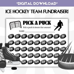 Recaudación de fondos para el equipo de hockey sobre hielo Elige un disco para los deportes escolares. Elimina mi tablero imprimible. Recaudación de fondos. Limpia el tablero. Descarga instantánea.