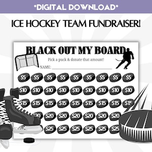 Recaudación de fondos del equipo de hockey sobre hielo Black Out My Board 2 School Sports Clear the Board Descarga instantánea