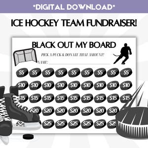 Recaudación de fondos del equipo de hockey sobre hielo Black Out My Board Deportes escolares Clear the Board Descarga instantánea