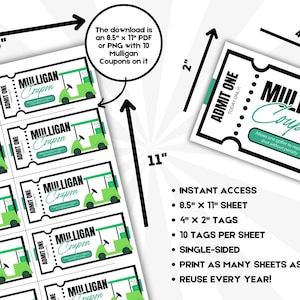 Mulligan Golf Ticket, Mulligan Template, Golf Tournament Fundraiser Coupon, Golf Event ...