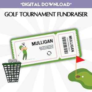 Mulligan Non Profit Golf Tournament Fundraiser Coupon, Charity NonProfit Golf Event Fundraision Paket