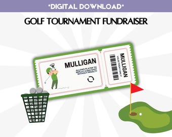 Mulligan Non Profit Golf Tournament Fundraiser Coupon, Charity NonProfit Golf Event Fundraising Package