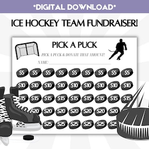 Recaudación de fondos para el equipo de hockey sobre hielo Elige un disco 1 Deportes escolares Oculta mi tablero Recaudación de fondos imprimible Limpia el tablero Descarga instantánea