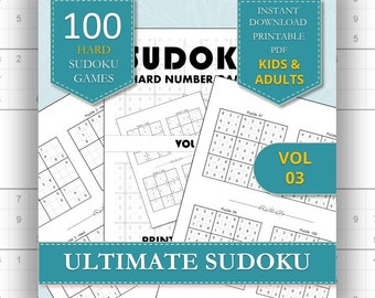 Sudokus divertidos y desafiantes / 100 juegos mentales / PDF imprimible / Descarga digital / Perfecto para adultos y personas mayores / Volumen 03