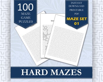 100 Maze Puzzle Printable Book Hard Maze Puzzles For Adults | Volume 01 | Super Difficult Downloadable Maze PDF