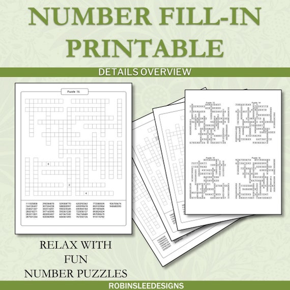 Number Fill In Puzzles Printable [2026]