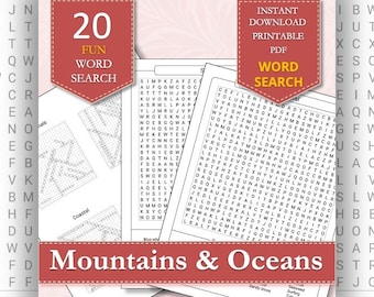 Escape with Nature: Printable Word Search Puzzles for Women | Ocean, Mountains & More | Relaxing Puzzles with Solutions