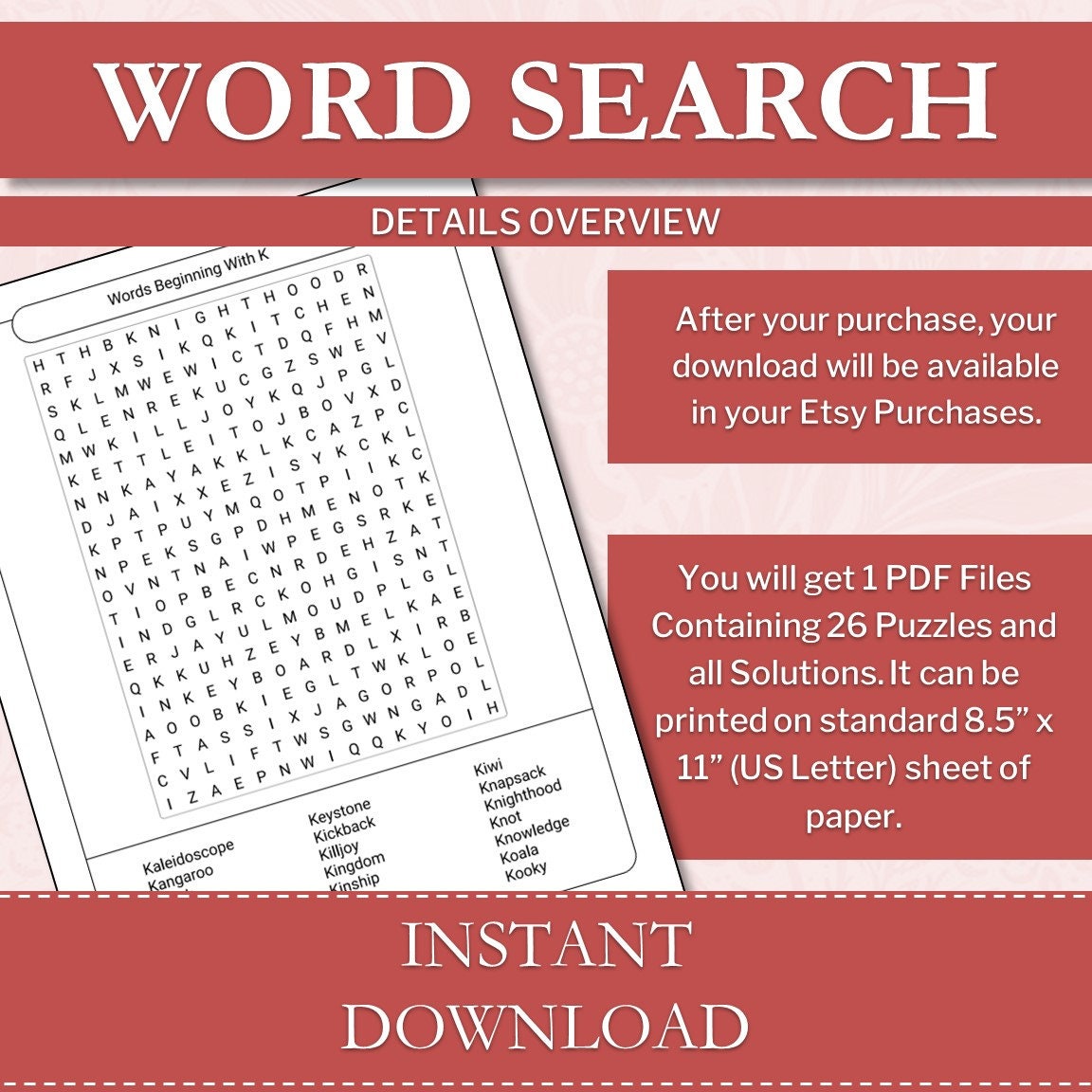 Alphabet Word Search Puzzles Printable | 21 Words per Letter A-Z | Fun ...