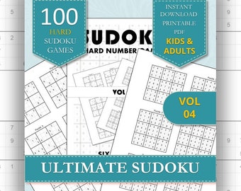 Desafío Sudoku / Volumen 4: 100 rompecabezas / ¡Más por página! / PDF imprimible / Diversión para estimular el cerebro de adultos y personas mayores / Descarga digital