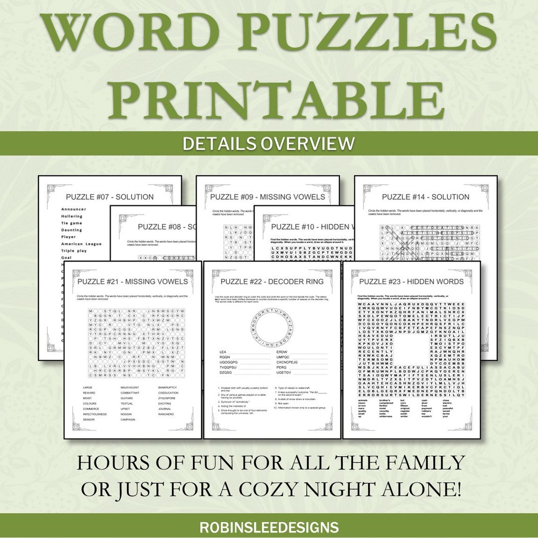 Word Puzzles for Adults and Senior Citizens | 30 Games | Instant PDF