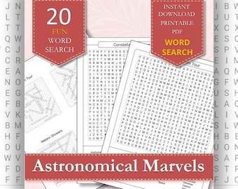 Space-Themed Word Search Puzzles for Women | Printable Astronomical Marvels | Relaxing & Educational Activities