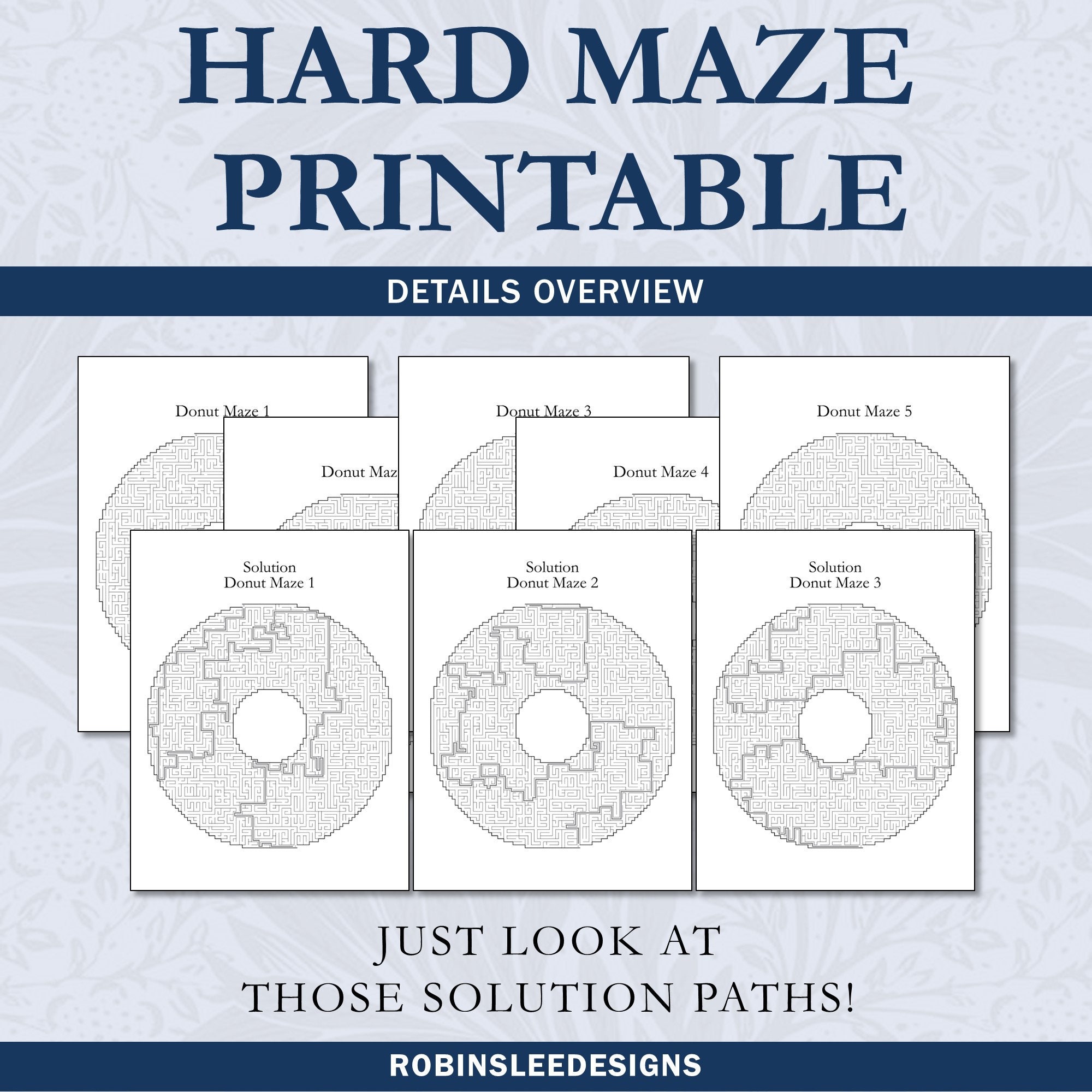 Printable Mazes | 25 Hard Donut Shaped Mazes | Suitable for Clever Kids and Adults | PDF - Etsy