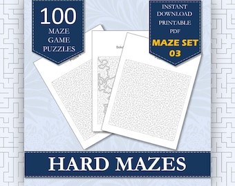 100 Maze Puzzle Printable Book Hard Maze Puzzles For Adults | Volume 03 | Super Difficult Downloadable Maze PDF