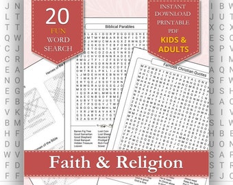 Faith and Religion Word Searches | Engaging Puzzles for All Ages | Christian Fun | Printable Adult Puzzles PDF