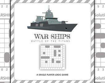 Juego de rompecabezas imprimible WarShips - Descarga digital Battleship Logic Game - Rompecabezas para niños y adultos - Imprimir en casa