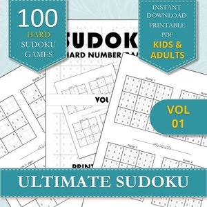 Ultimate Sudoku Challenge | 100 Hard Puzzles | Printable PDF | Mental Workout for Adults & Seniors | Digital Download | Volume 01