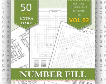 Entrenamiento mental rápido / 50 acertijos para completar números para pausas para el café / Extremadamente difícil - VOL 02 / PDF imprimible al instante