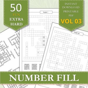 Ifyllningspussel med siffror | Samling för seriösa pusselare - Extremt svårt - VOLYM 03 | Direktutskrivbar PDF