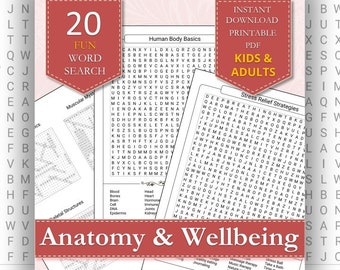 Anatomy Health Wellbeing Word Searches | Engaging Puzzles for All Ages | Printable Adult Puzzles PDF