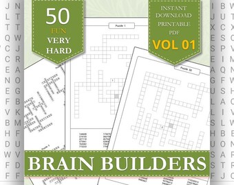 Brain Builders: 50 acertijos numéricos para principiantes / Muy difícil VOL 01 / PDF instantáneo