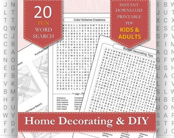 Home Decorating and DIY Word Searches | Engaging Puzzles for All Ages | Decor Renovations | Printable Adult Puzzles PDF