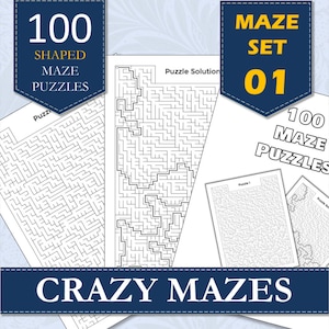 100 Challenging Puzzle Mazes for Adults - Crazy Hard, Volume 1 | Printable Maze PDF Download | Brain-Teasing Adult Puzzles