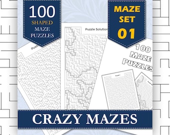 100 Challenging Puzzle Mazes for Adults - Crazy Hard, Volume 1 | Printable Maze PDF Download | Brain-Teasing Adult Puzzles